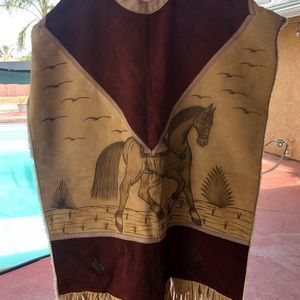 Sold out!Horse leather cowboy pancho Ava